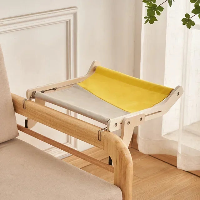 Hamac suspendu en bois pour chat – Lit de fenêtre confortable et élégant