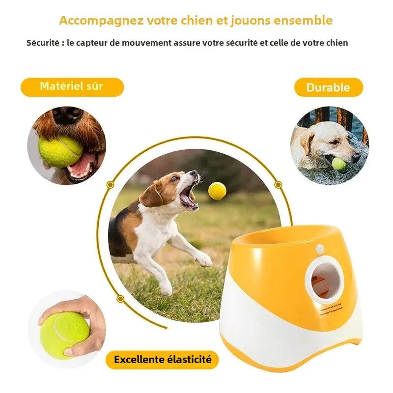 Lanceur de Balles de Tennis Automatique pour Chiens – Jouet Interactif - Rechargeable