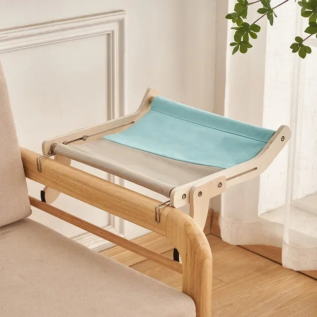 Hamac suspendu en bois pour chat – Lit de fenêtre confortable et élégant