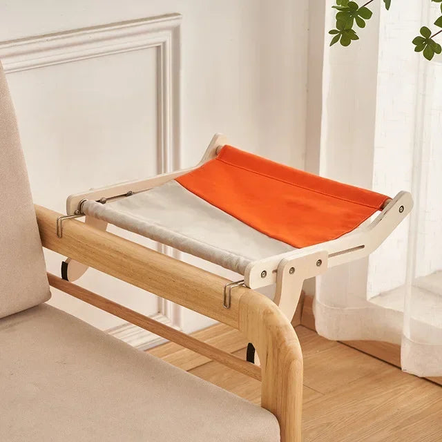 Hamac suspendu en bois pour chat – Lit de fenêtre confortable et élégant