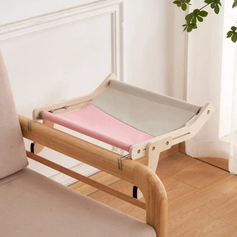 Hamac suspendu en bois pour chat – Lit de fenêtre confortable et élégant