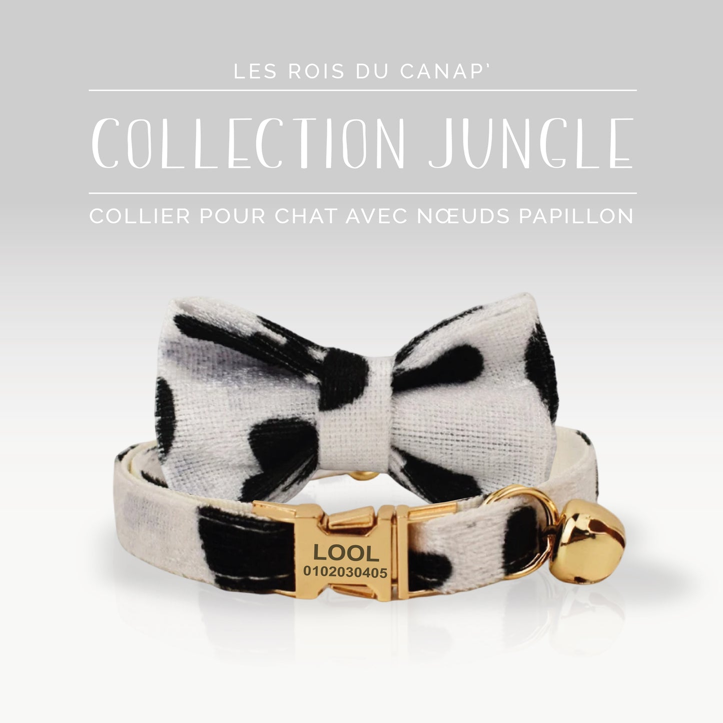 Collier Chats Personnalisé avec Nœud - Jungle - Vache