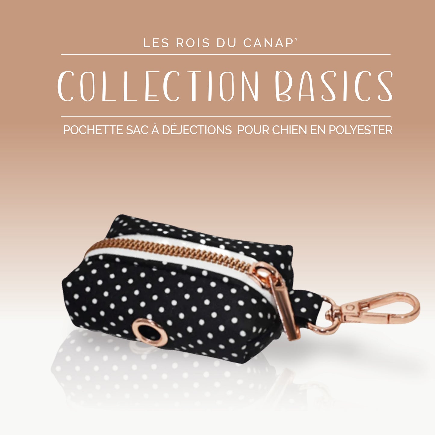 Pochette pour sacs à déjections pour Chien - Basics - Noir à pois Blanc