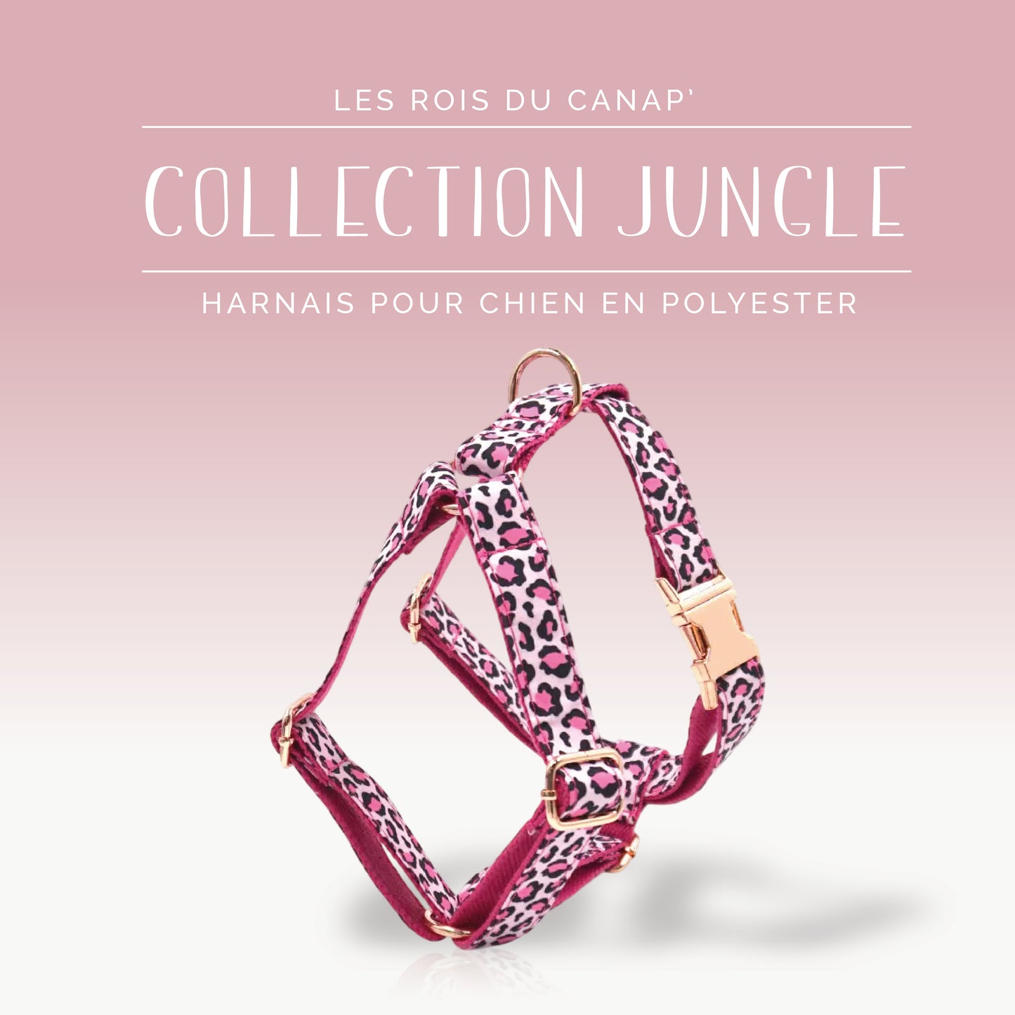 Harnais Chien - Jungle - Léopard Rose - Collier Harnais Chien - Jungle - Léopard Rose