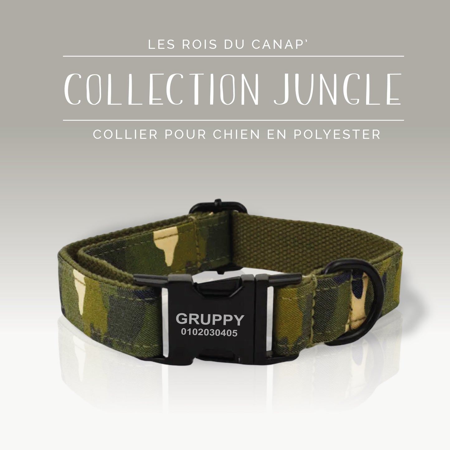 Collier Chien Personnalisé - Collection Jungle - Camouflage