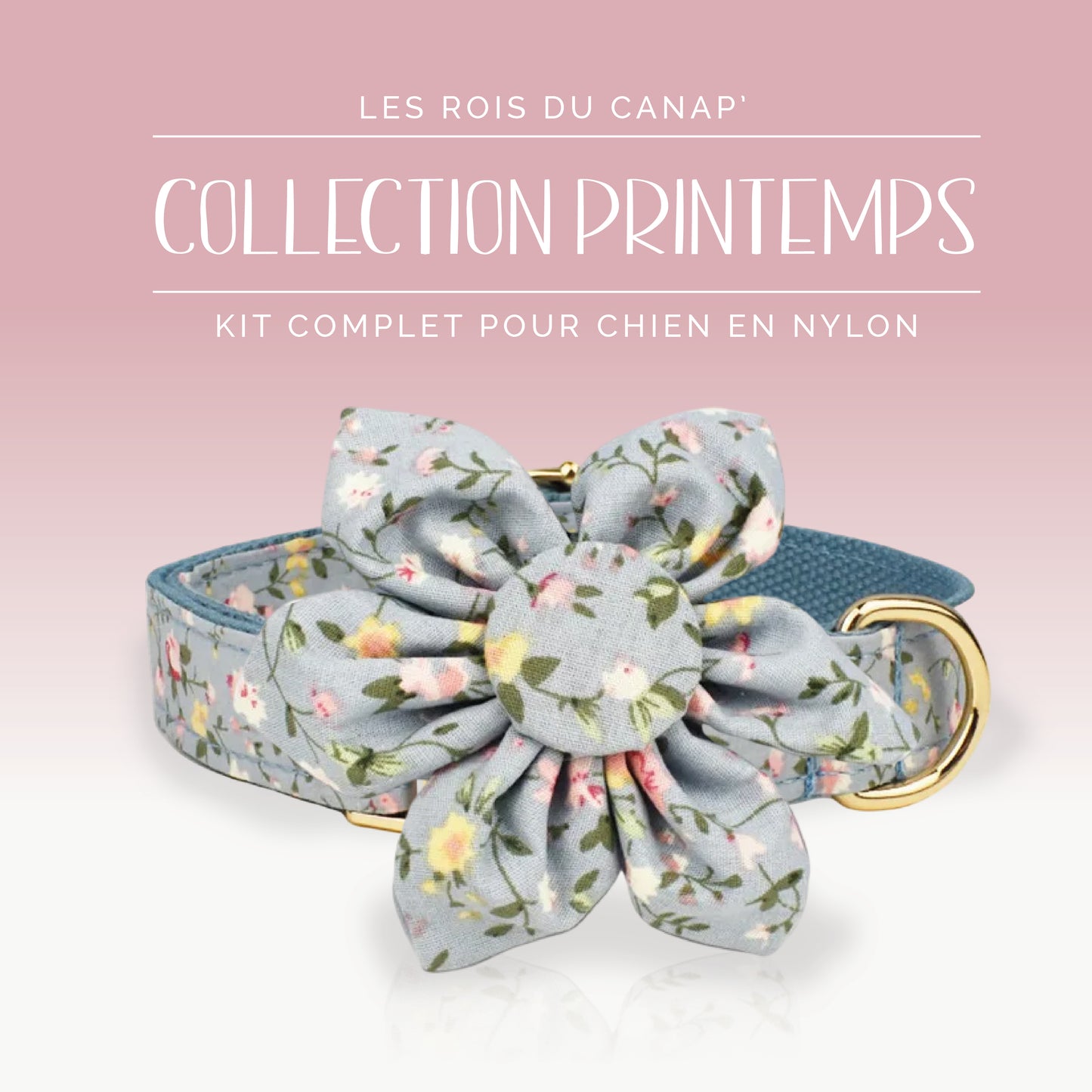 Fleur pour Collier Chien - Printemps - Bleu à fleurs