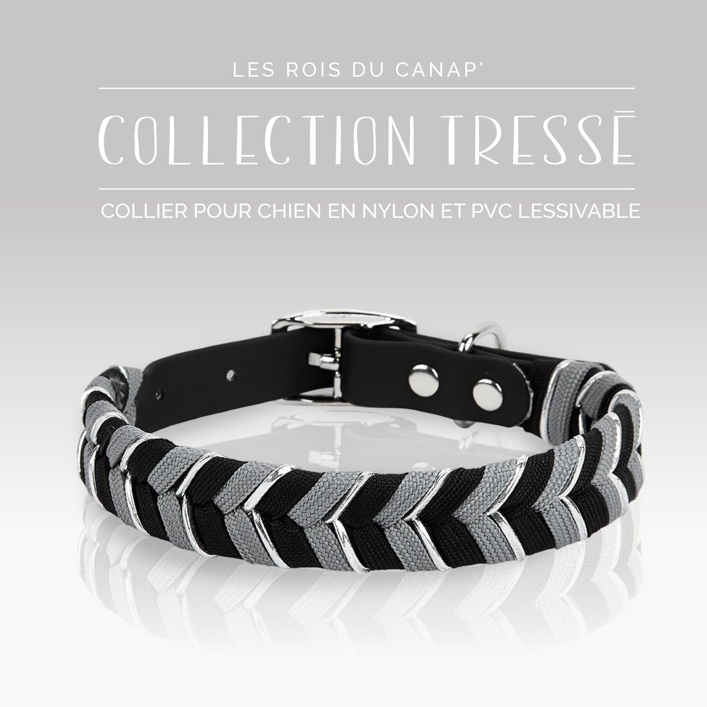 Fashion Dog Collar - Black Braided Design