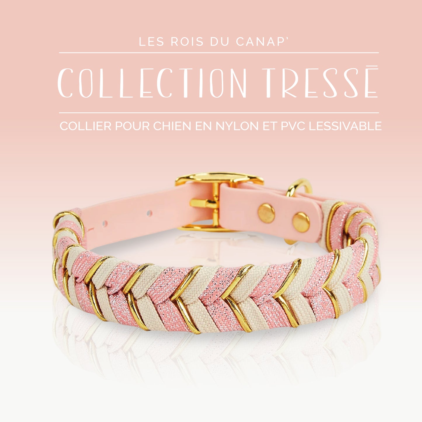 Fashion Dog Collar - Pink Braided Design