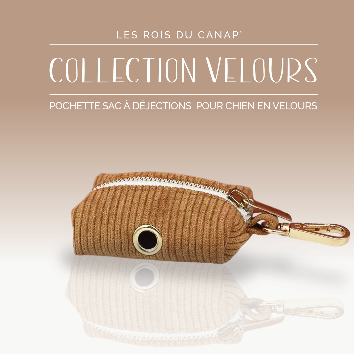 Pochette pour sacs à déjections pour Chien - Velours - Marron - Collier Pochette pour sacs à déjections pour Chien - Velours - Marron