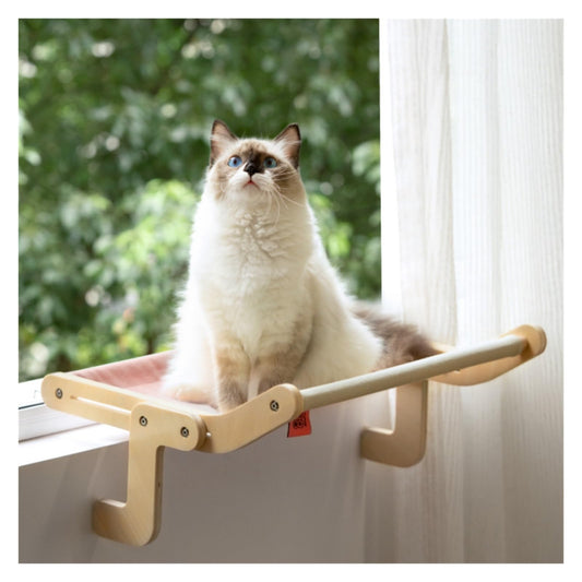 Hamac suspendu en bois pour chat – Lit de fenêtre confortable et élégant