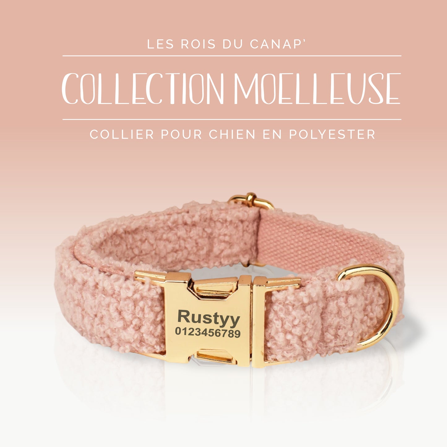 Collier Chien Personnalisé en Velours Côtelé - Moelleuse - Rose - Collier Collier Chien Personnalisé en Velours Côtelé - Moelleuse - Rose