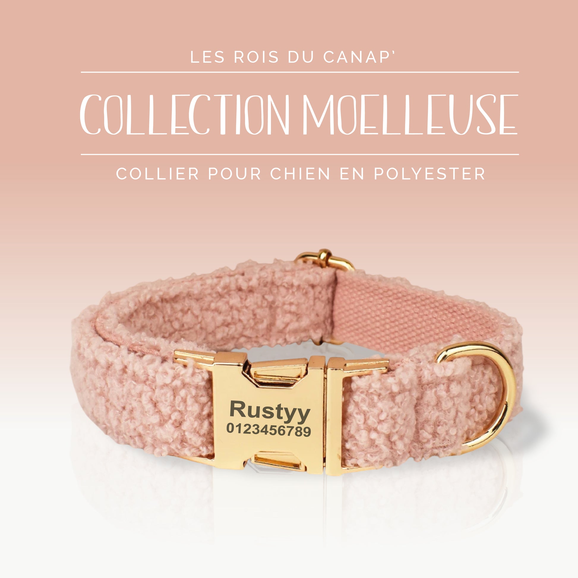 Collier Chien Personnalisé en Velours Côtelé - Moelleuse - Rose - Collier Collier Chien Personnalisé en Velours Côtelé - Moelleuse - Rose