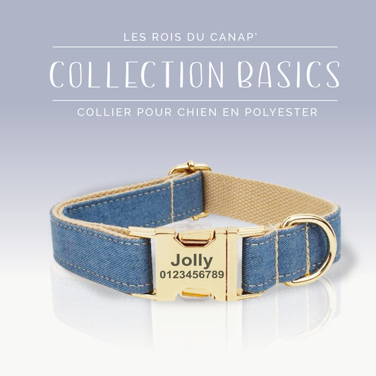 Collier Chien Personnalisé - Collection Basics - Jeans