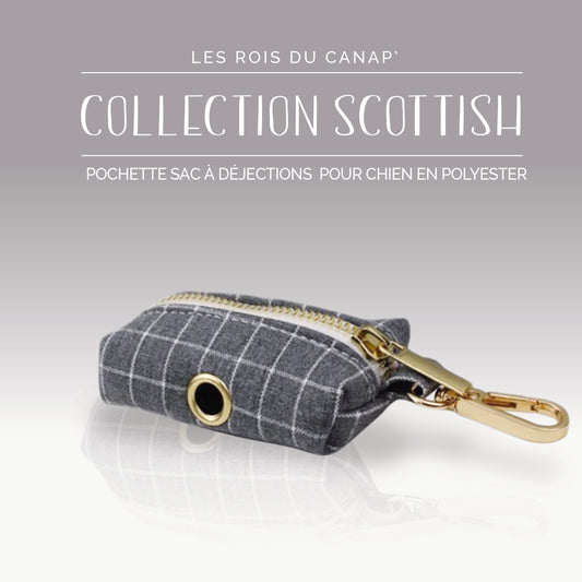 Pochette pour sacs à déjections pour Chien - Scottish - Gris - Collier Pochette pour sacs à déjections pour Chien - Scottish - Gris