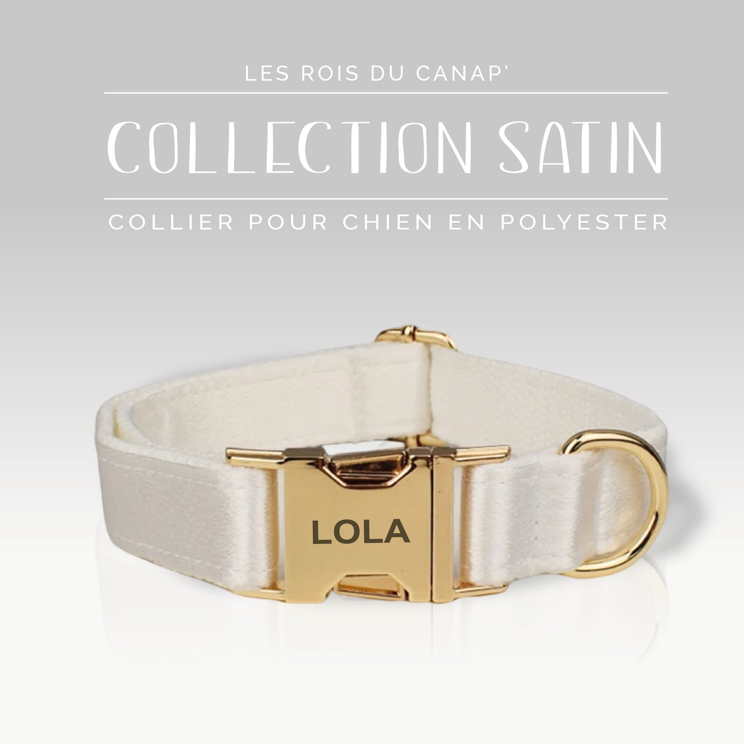 Collier Chien Personnalisé - Satin - Blanc