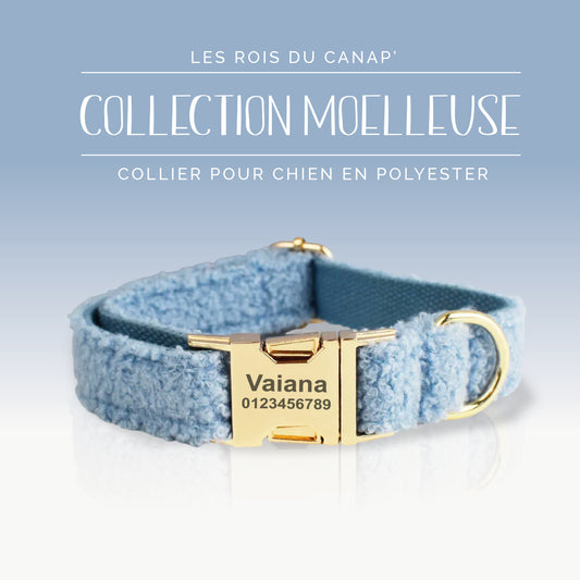Collier Chien Personnalisé - Collection Moelleuse - Bleu