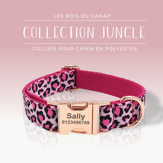 Collier Chien Personnalisé - Collection Jungle - Léopard Rose