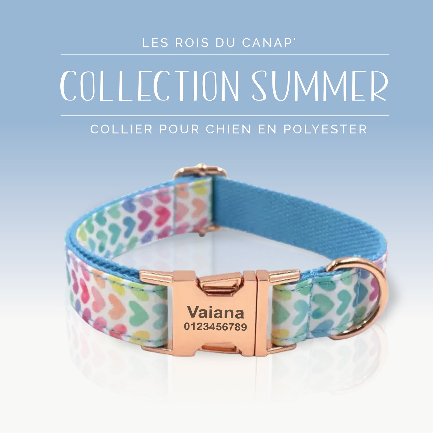 Collier Chien Personnalisé - Collection Summer - Cœur 