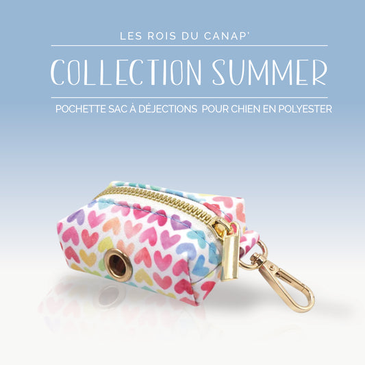 Pochette pour sacs à déjections pour Chien - Summer - Cœur Colorés - Collier Pochette pour sacs à déjections pour Chien - Summer - Cœur Colorés