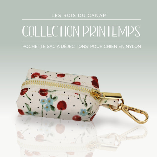Pochette pour sacs à déjections pour Chien - Printemps - Cerise - Collier Pochette pour sacs à déjections pour Chien - Printemps - Cerise