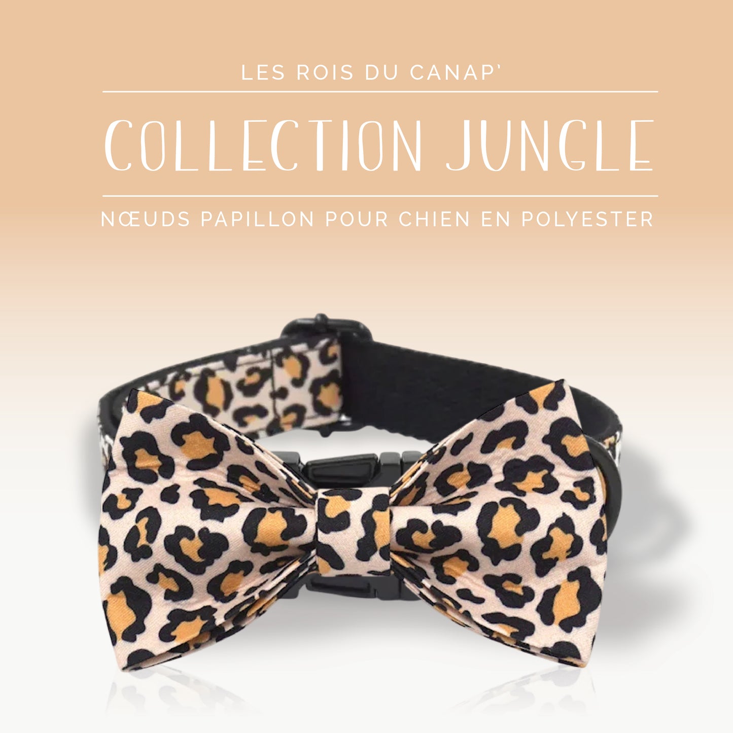 Nœud Papillon Chien - Jungle - Léopard Noir - Collier Nœud Papillon Chien - Jungle - Léopard Noir