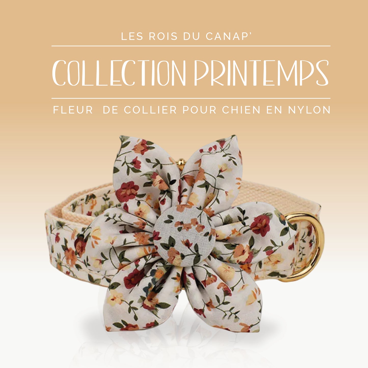 Fleur pour Collier Chien - Printemps - Beige à fleurs