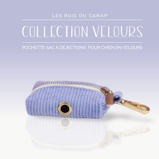 Pochette pour sacs à déjections pour Chien - Velours - Violet Mauve - Collier Pochette pour sacs à déjections pour Chien - Velours - Violet Mauve